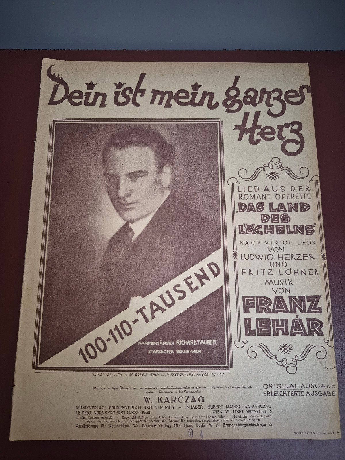 Dein ist mein ganzes Herz - Franz Lehár bladmuziek, Ophalen of Verzenden