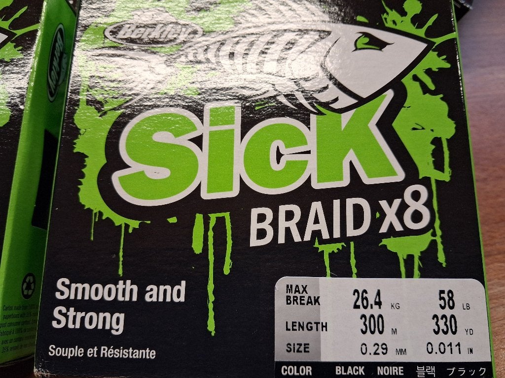 Berkley Sick Braid X8 (300m) kleur Black...0.29mm/26.4 kilo, Tinstraat, Nieuw, Ophalen of Verzenden, Info@purefishing.com