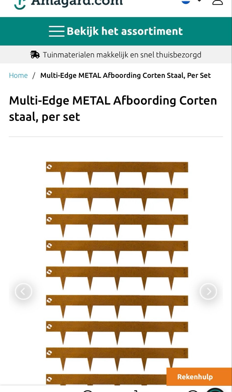 Amagard Cortenstaal Kantopsluiting 100x17,5 cm (15 stuks + r, Ophalen, Gebruikt