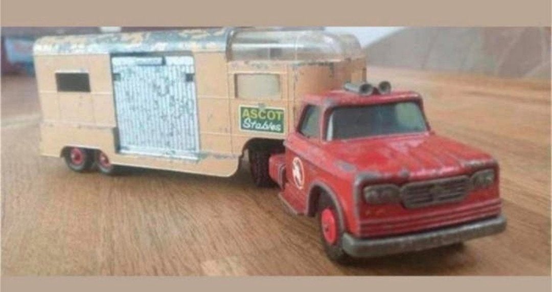 Matchbox King Size K-18 Dodge Tractor & Horse Box, Ophalen of Verzenden, Gebruikt, Bus of Vrachtwagen, Matchbox