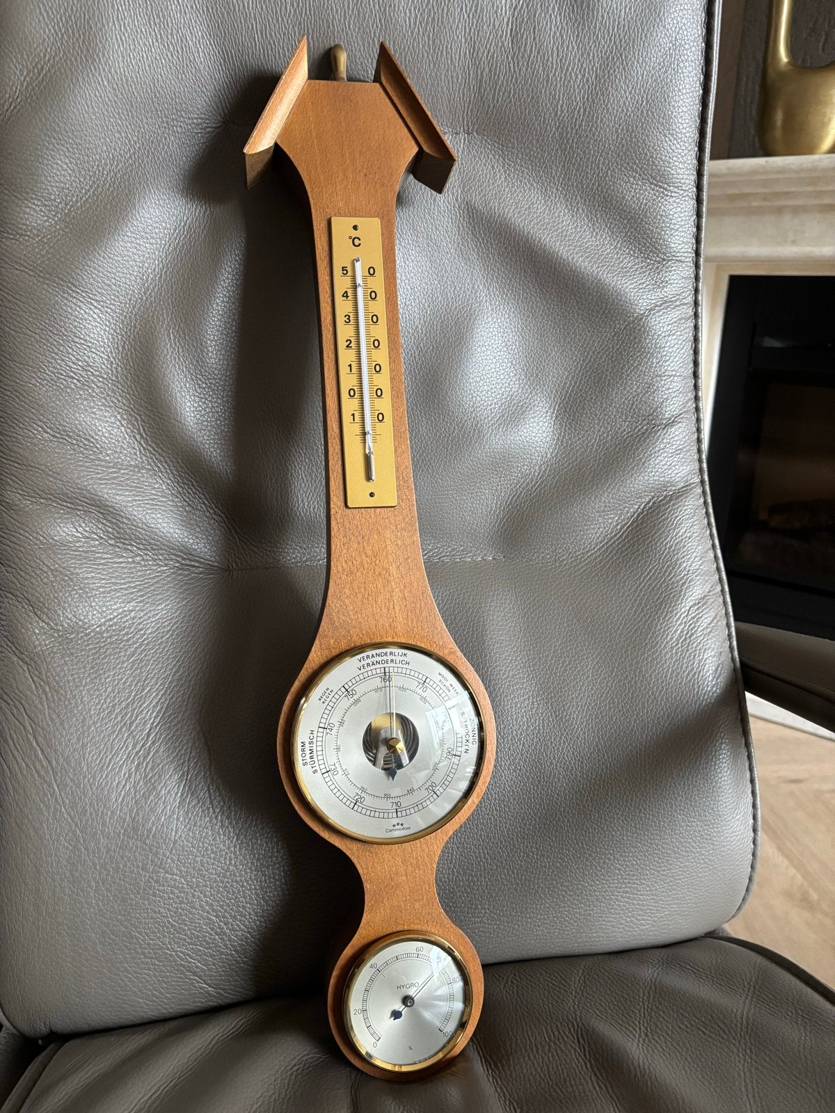 Vintage Barometer Weerstation met Thermometer en Hygrometer, Audio, Tv en Foto, Weerstations en Barometers, Ophalen of Verzenden