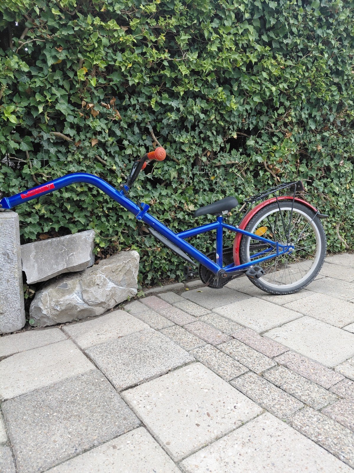 Blauwe kinderfiets aanhanger, FollowMe Tandem, Ophalen, Gebruikt, Onbekend, Terugtraprem