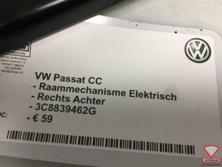 vw passat cc raammechanisme elekt. rechts achter 3c8839462g, Gebruikt, Volkswagen, Volkswagen AG, Berliner Ring 2
38440  Wolfsburg, DE