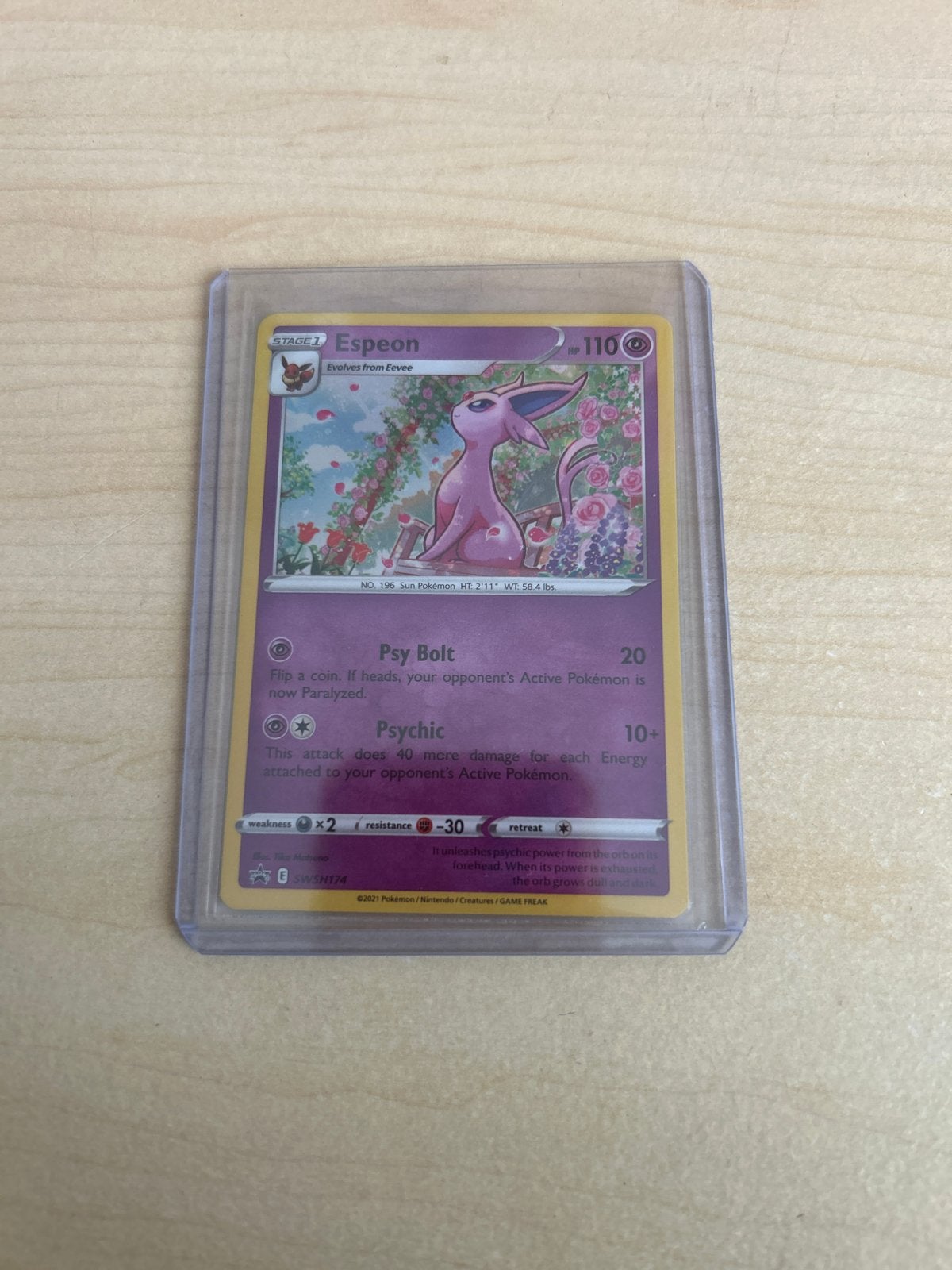 Pokémon Kaart Espeon (Evolves from Eevee) - Zeldzaam, Ophalen of Verzenden, Zo goed als nieuw, Losse kaart