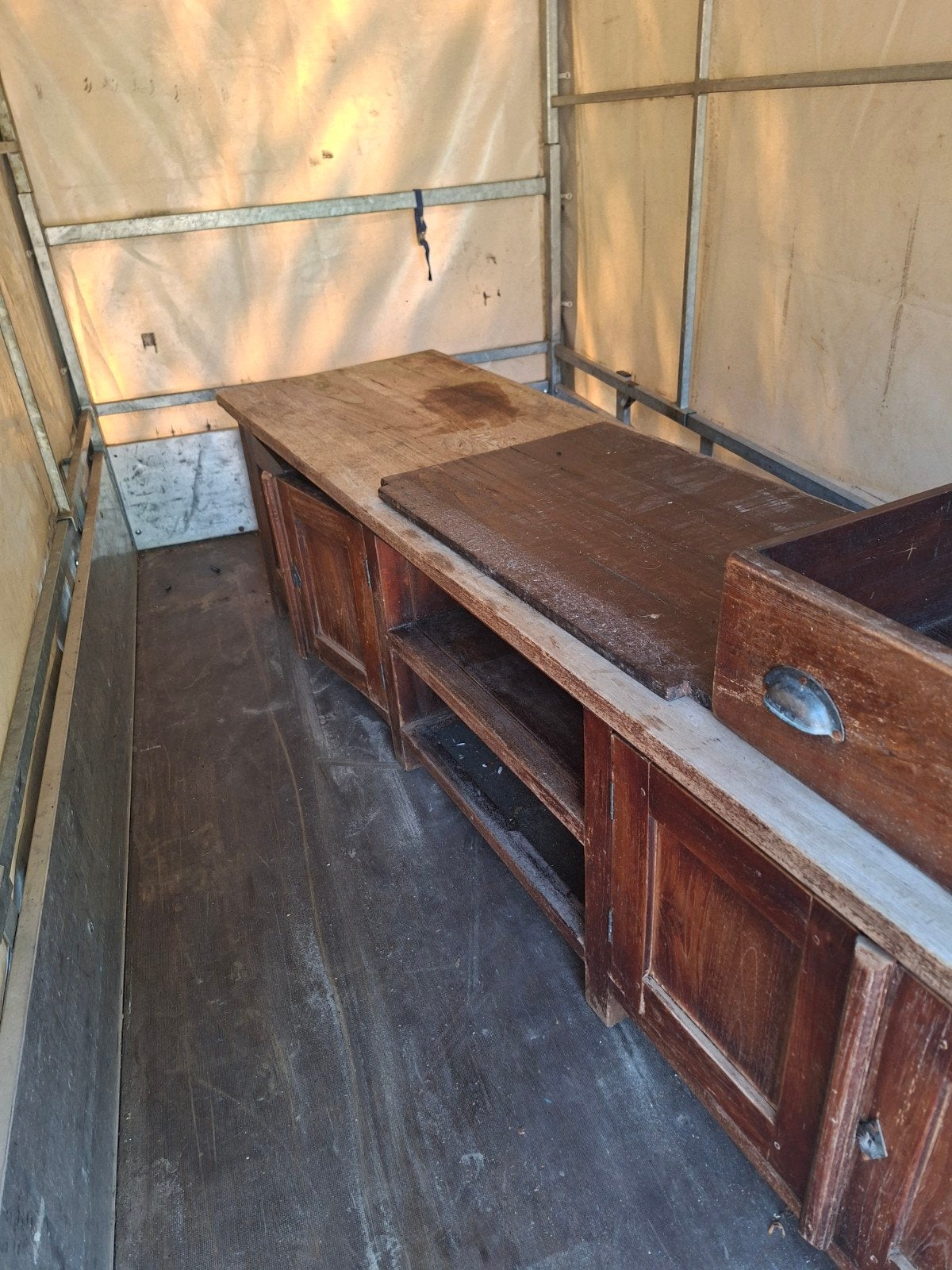 Teakhouten TV-meubel / Dressoir, Huis en Inrichting, Kasten | Televisiemeubels, Ophalen, Gebruikt, Teakhout, 200 cm of meer