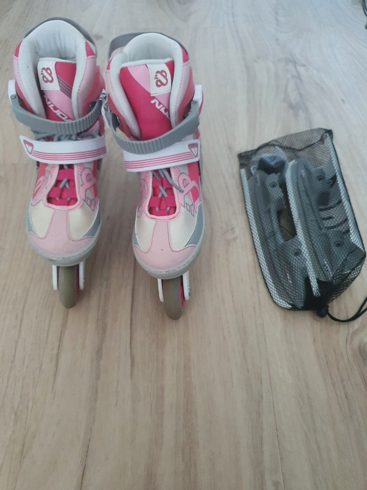 Nijdam Skeelers met schaatsopzetstuk - Roze/Grijs, Overige merken, Verstelbaar, Kinderen, Ophalen of Verzenden