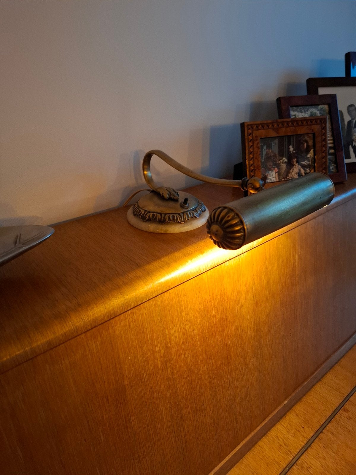 Antieke bronzen pianolamp orgellamp met marmeren voet, Ophalen