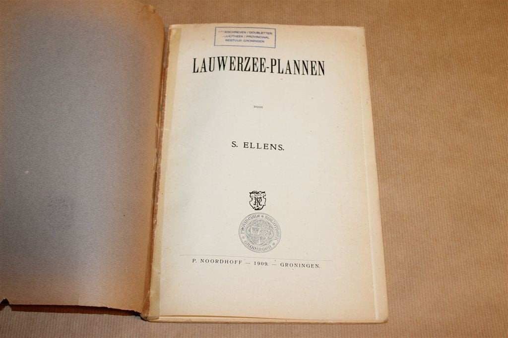 Lauwerzee-plannen — S.H. Ellens — Met Kaarten [1909], Ophalen of Verzenden, Gelezen
