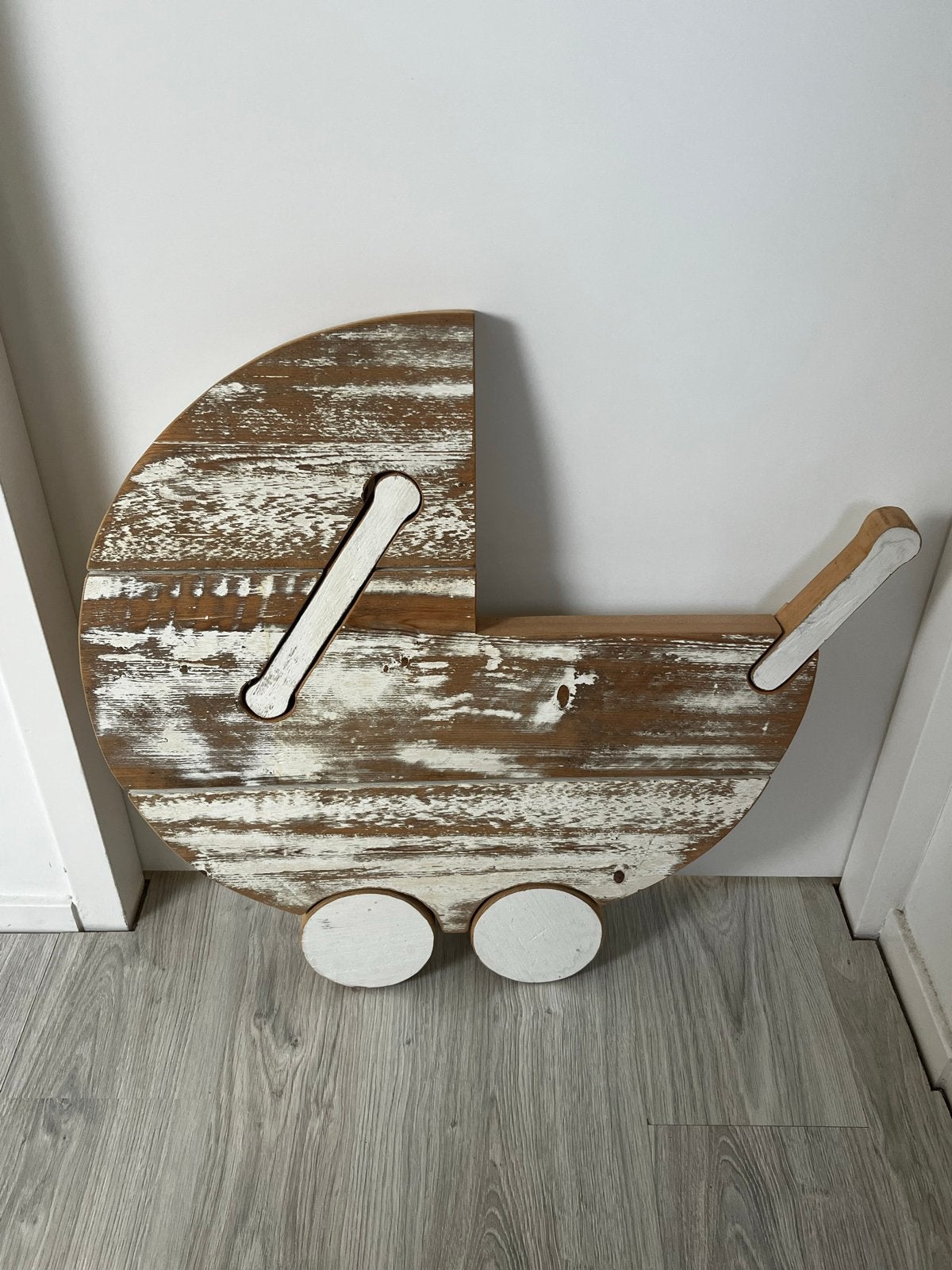 Geboorte bord Houten kinderwagen, Kinderen en Baby's, Ophalen, Gebruikt
