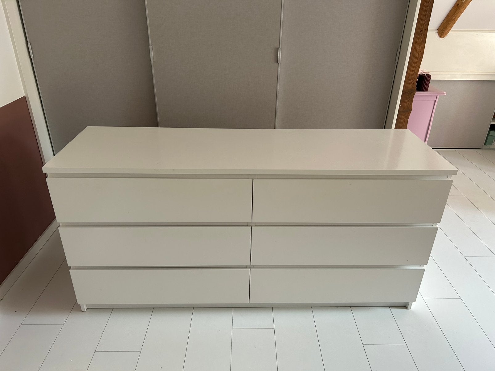 IKEA Malm ladekast met 6 lades (160x48x77), Ophalen, 5 laden of meer, 50 tot 100 cm, Zo goed als nieuw