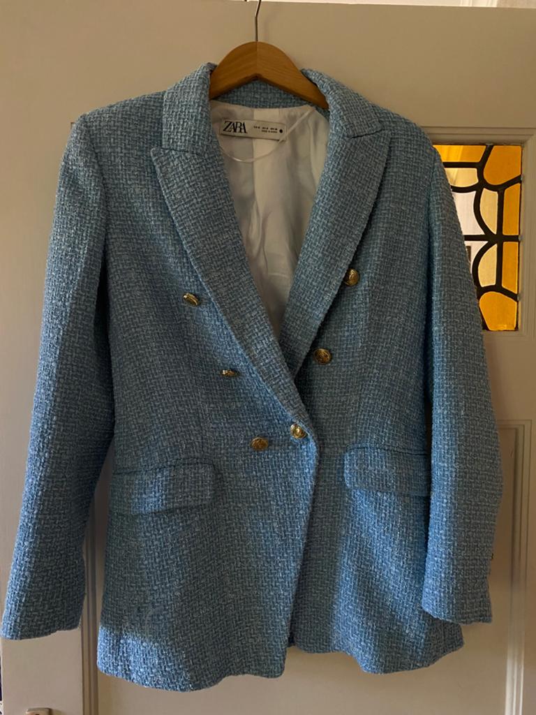 Blauwe Zara blazer. Maat s, Kleding | Dames, Blauw, Ophalen of Verzenden, Zo goed als nieuw, Jasje