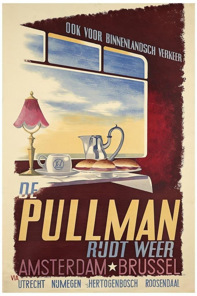 PULLMAN Express Amsterdam Brussel Trein Poster Affiche, Verzenden, Nieuw, Trein, Overige typen