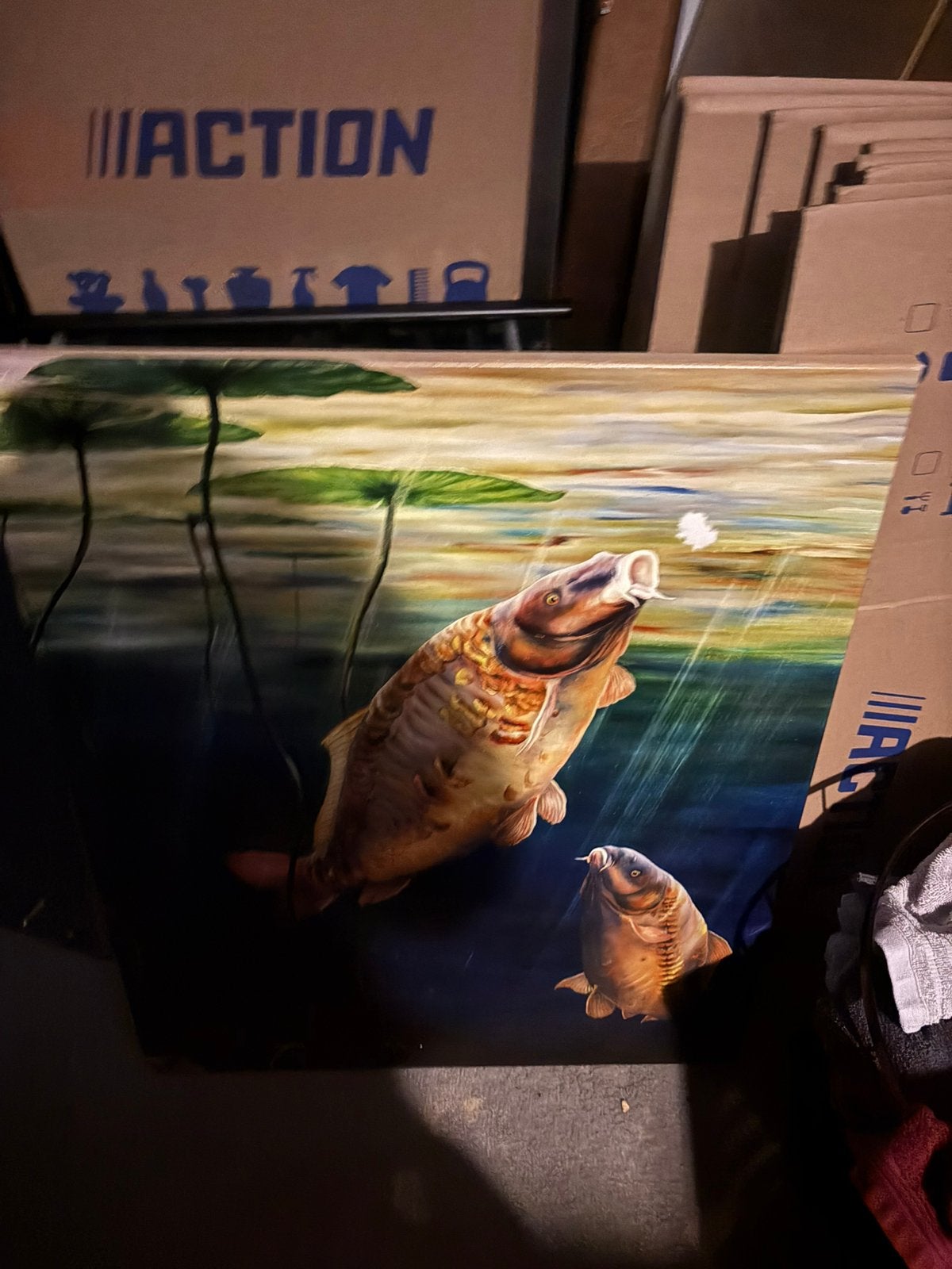 Schilderij spiegelkarpers, Huis en Inrichting, Woonaccessoires | Schilderijen, Tekeningen en Foto's, Ophalen of Verzenden, Schilderij