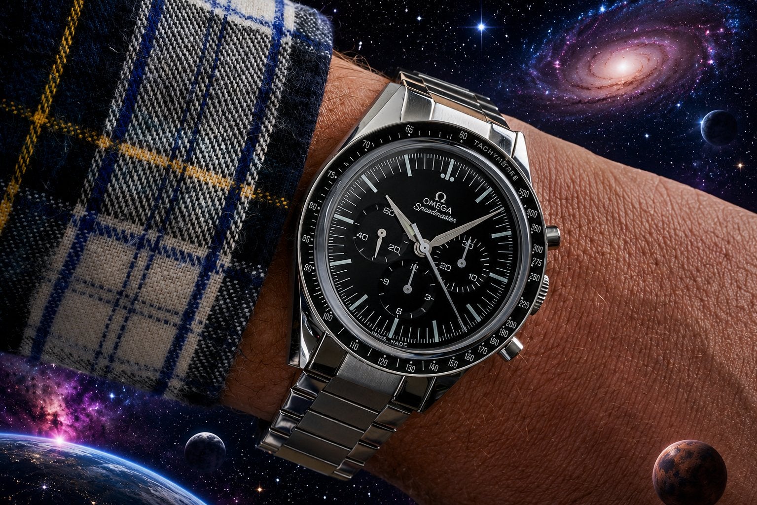 Omega Speedmaster "First Omega in Space" (FOIS) – Full Set, Leer, Staal, Polshorloge, Ophalen of Verzenden