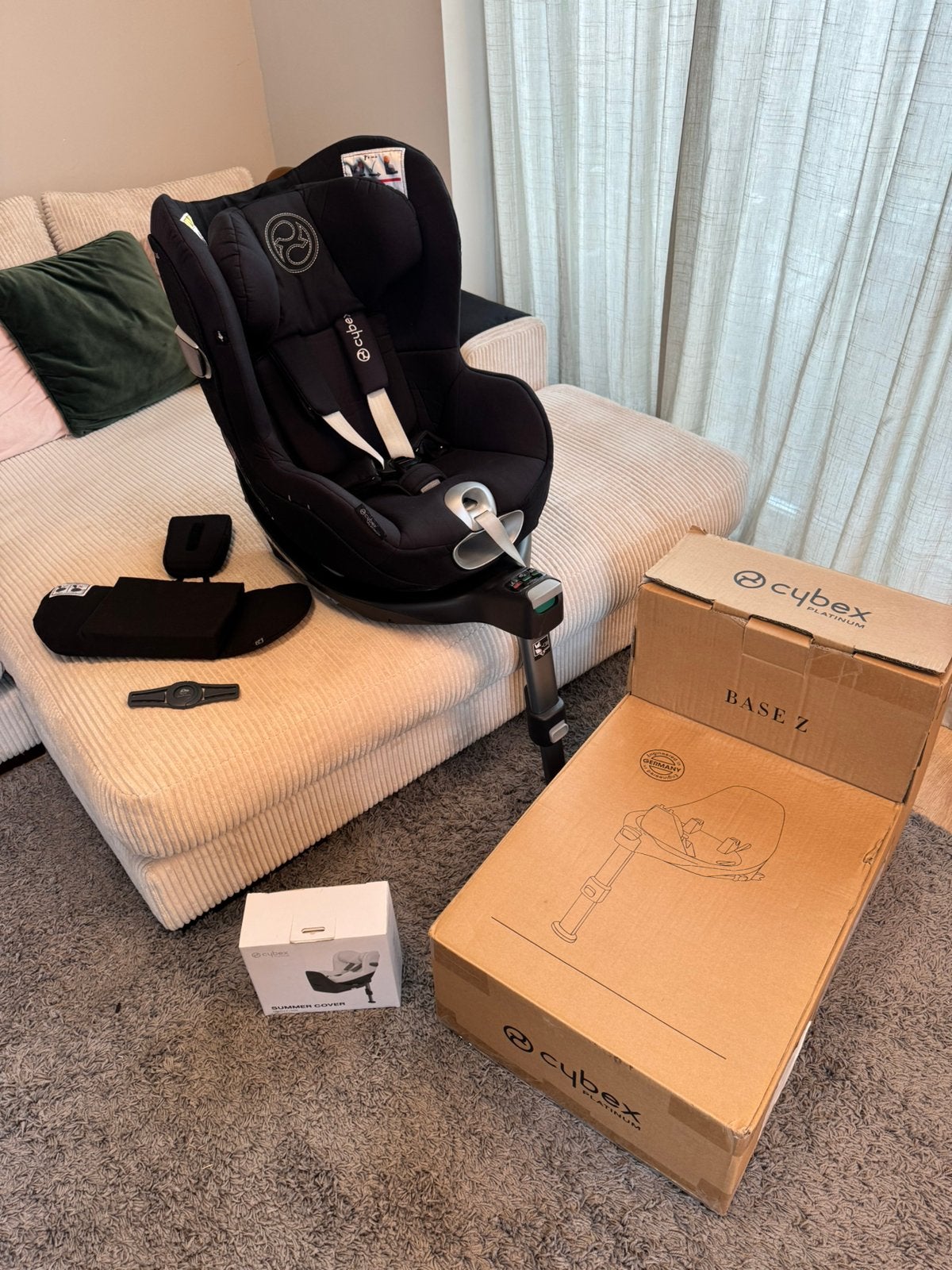Cybex Sirona Z i-size Sepia Black, 360 base, extra hoes ZGAN, Verstelbare rugleuning, 0 t/m 18 kg, Zo goed als nieuw, Isofix