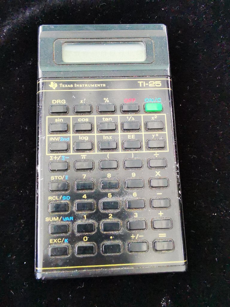 Vintage Texas Instruments TI 25 1978 rekenmachine calculator, Ophalen of Verzenden, Gebruikt