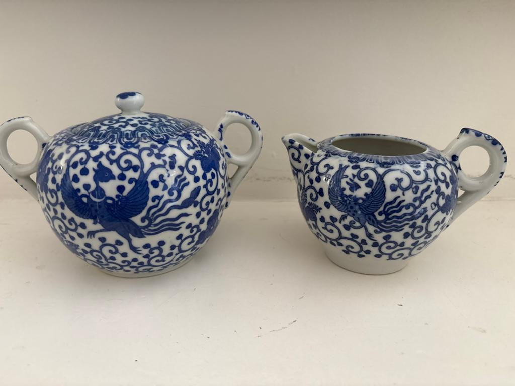 Vintage Chinees porseleinen suikerpot en melkkan, Antiek en Kunst, Antiek | Porselein, Ophalen