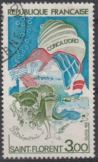 3043. Frankrijk 1873 gest. Golf van St. Florent, Ophalen of Verzenden, Gestempeld