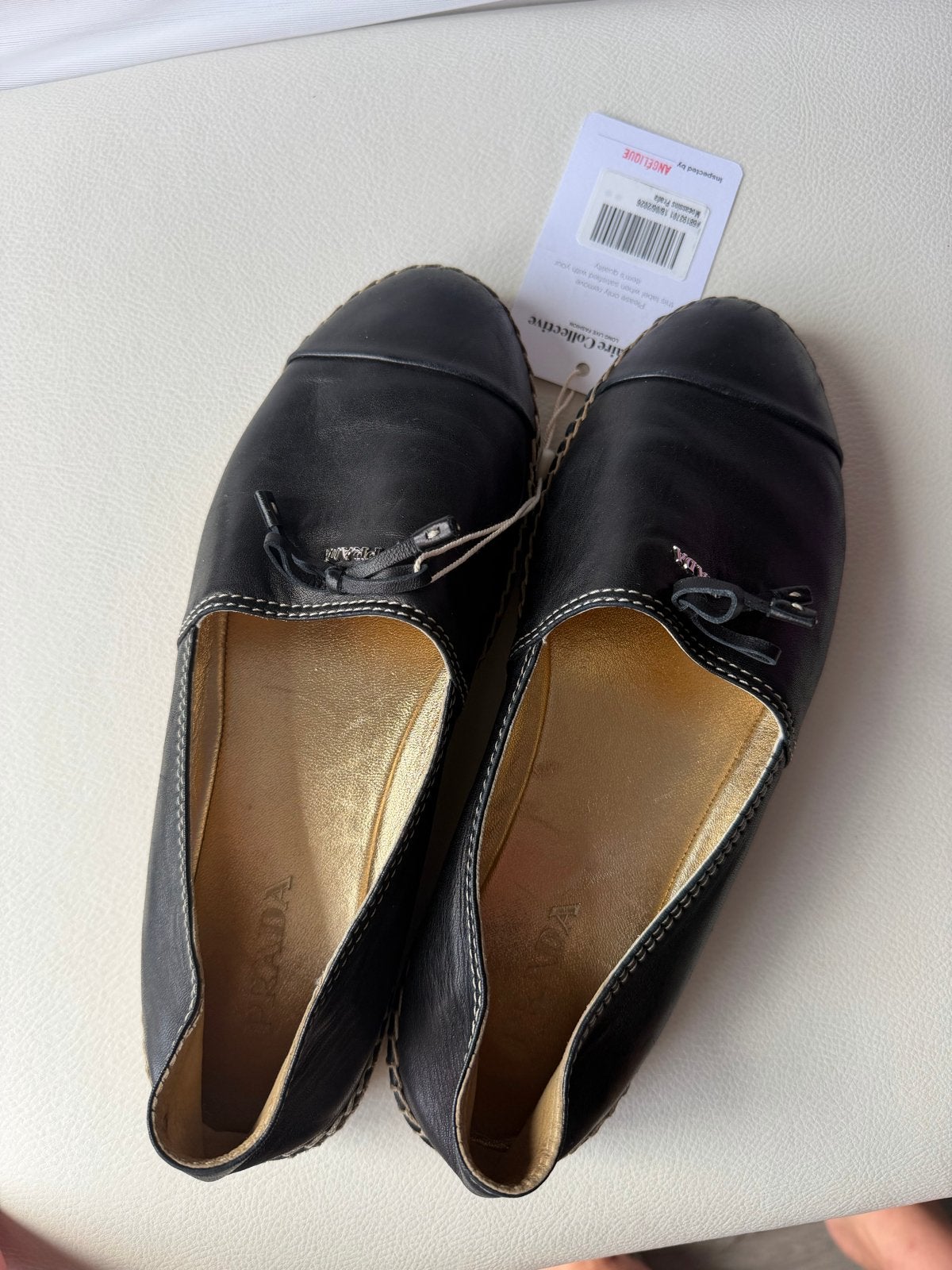 Prada Espadrilles - Zwart Leer, Ophalen, Zo goed als nieuw, Zwart, Espadrilles of Moccasins