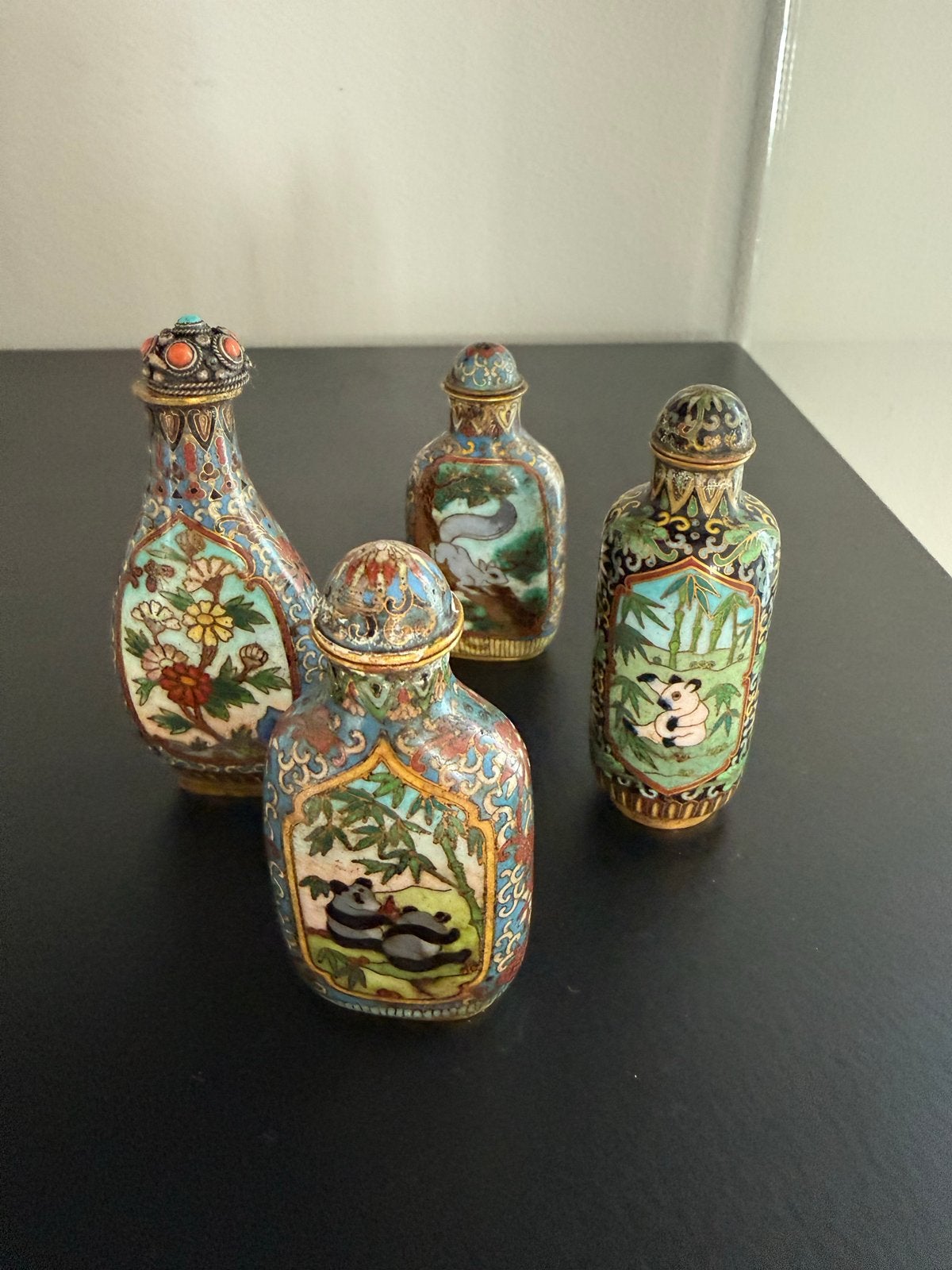 Set van 4 Antieke Chinese Snuff Bottles - Cloisonné, Ophalen