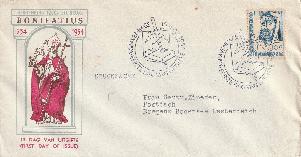 E17  1954  Bonifatius FDC, Ophalen of Verzenden, Na 1940, Gestempeld