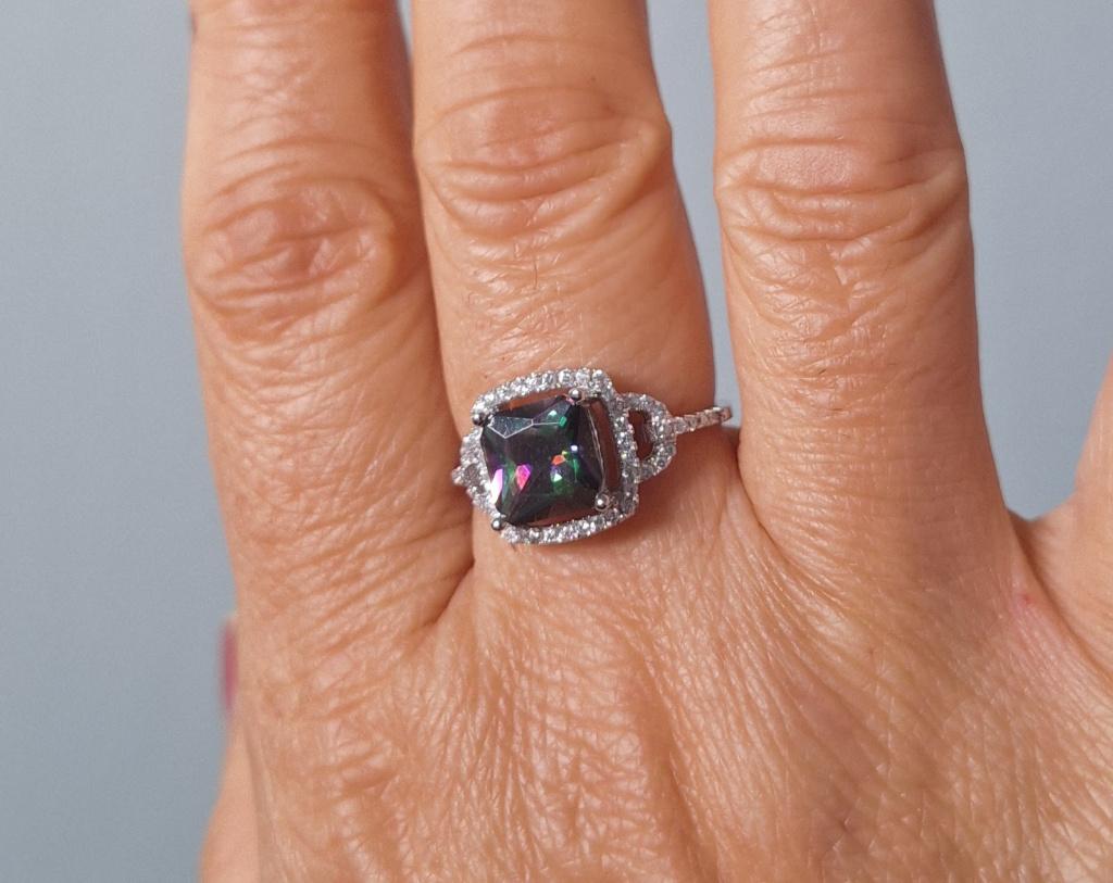 925 zilveren ring met natuurlijke Mystic Topaas, Zirconia, O.T., Nieuw, Ophalen of Verzenden, Orientaltemptation@hotmail.com