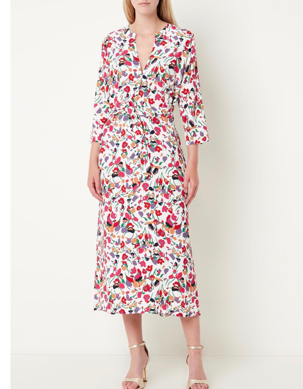 Studio Anneloes Aniek Jurk | Maat M | bloemen midi, Ophalen of Verzenden, Zo goed als nieuw, Maat 38/40 (M), Onder de knie