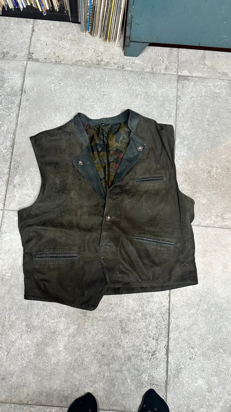 Trachten Vintage leren gilet – maat 56, Ophalen of Verzenden, Zo goed als nieuw, Maat 56/58 (XL)