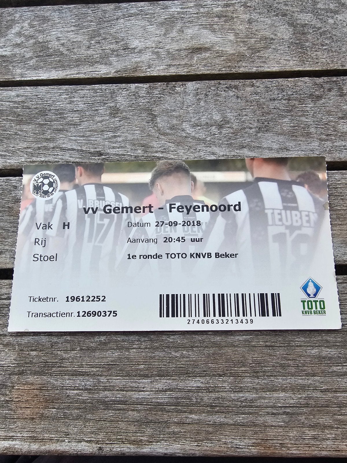 Kaartje vv gemert-feyenoord 27-09-2018  knvb beker, Verzenden, Feyenoord
