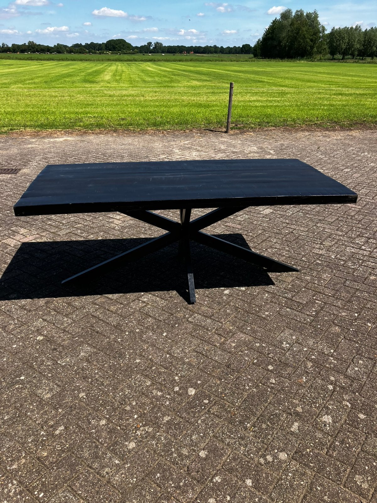 Tafel  voor terras overkapping mancave, Tuin en Terras, Terrasdelen en Vlonders, Ophalen, Zo goed als nieuw, Hout