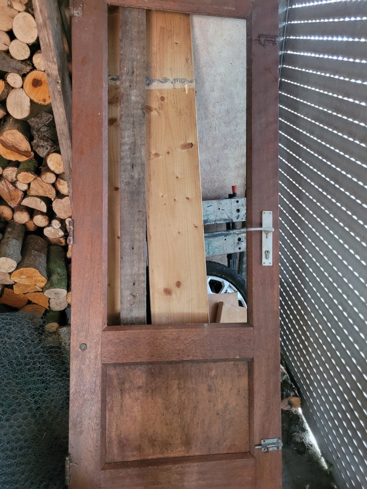 hardhouten deur zonder glas, Doe-het-zelf en Verbouw, Ophalen of Verzenden, Glas, Buitendeur, 200 tot 215 cm