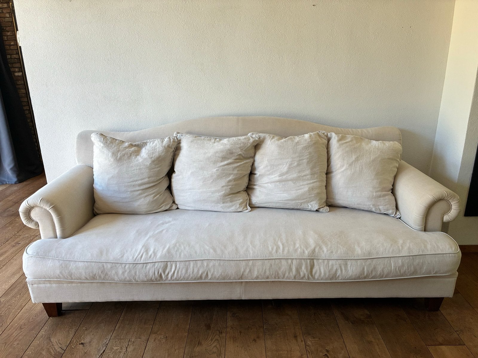 Witte bank 245 cm breed en 97 cm diep, Ophalen, Gebruikt, 75 tot 100 cm, Rechte bank
