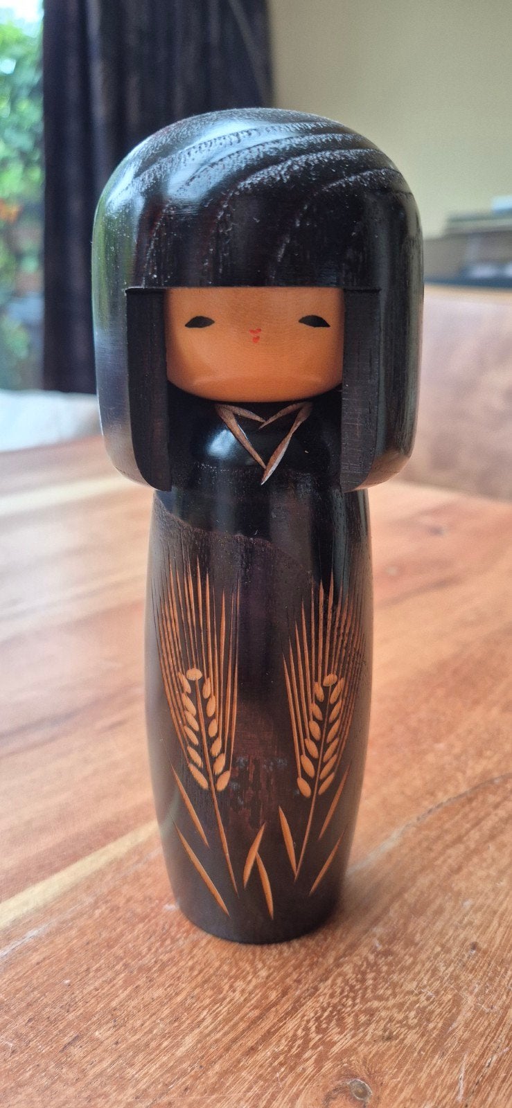 Vintage Kokeshi pop - 18 cm - Japanse houten pop, Ophalen of Verzenden
