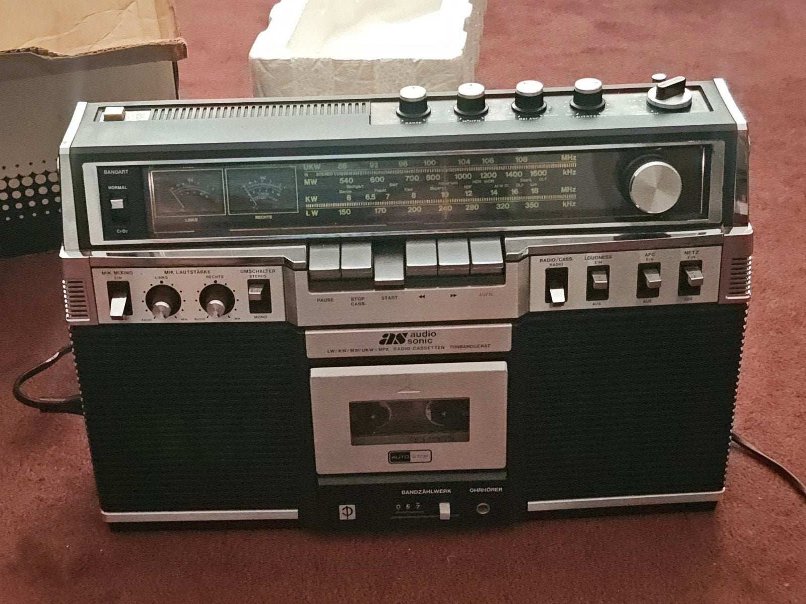 Audio sonic  TBS-5500 draagbare radiocassetterecorder, Ophalen of Verzenden, Gebruikt, Overige typen