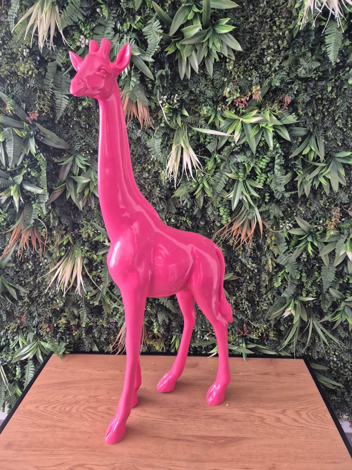 Roze polyester giraf - 100cm - binnen/buiten decoratie, Ophalen