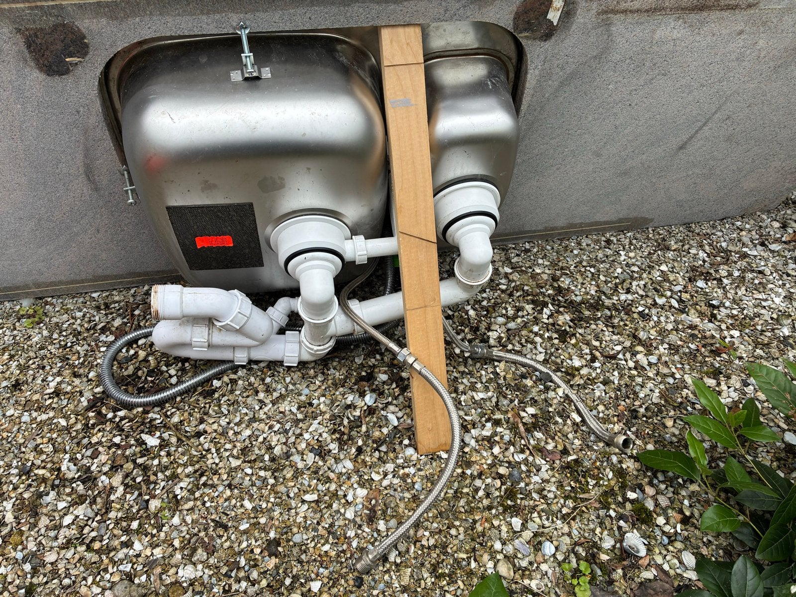 Granieten aanrechtblad met dubbele spoelbak en kraan, Ophalen, Gebruikt, Steen/keramiek, Meerkleurig