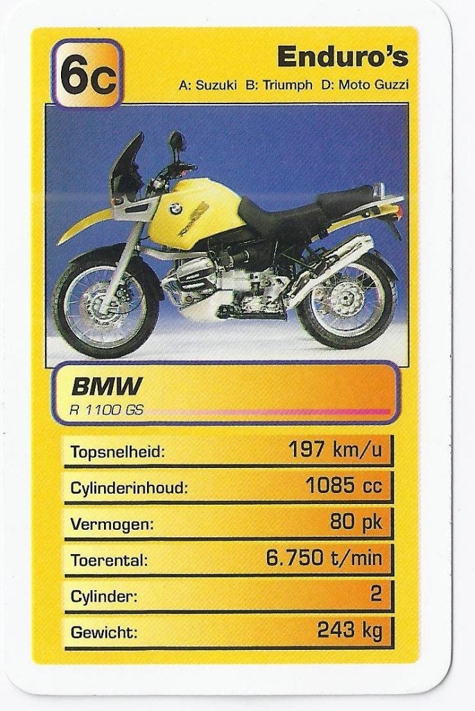 Mk motorkaartje 6c bmw r 1100 gs, Ophalen of Verzenden, Zo goed als nieuw, Motoren