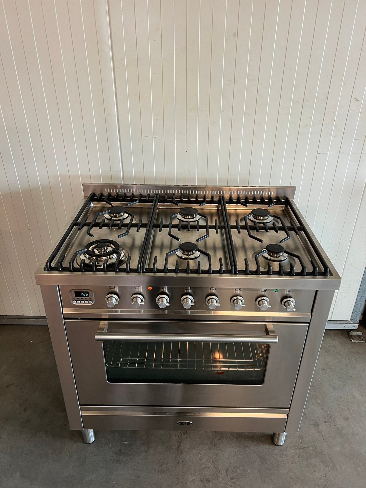 Luxe Boretti fornuis RVS - 90 cm, 60 cm of meer, Ophalen of Verzenden, Zo goed als nieuw, Gas