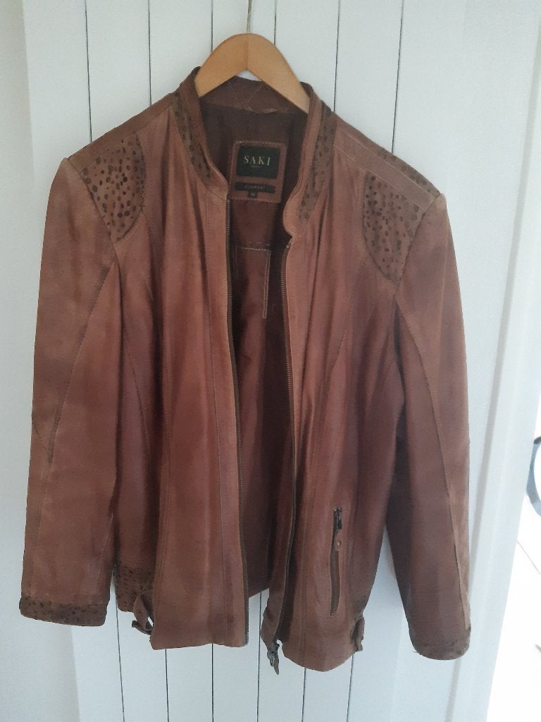 Leren damesjasje SAKI Comfort, maat 48, Bruin, Maat 46/48 (XL) of groter, Ophalen of Verzenden, Zo goed als nieuw