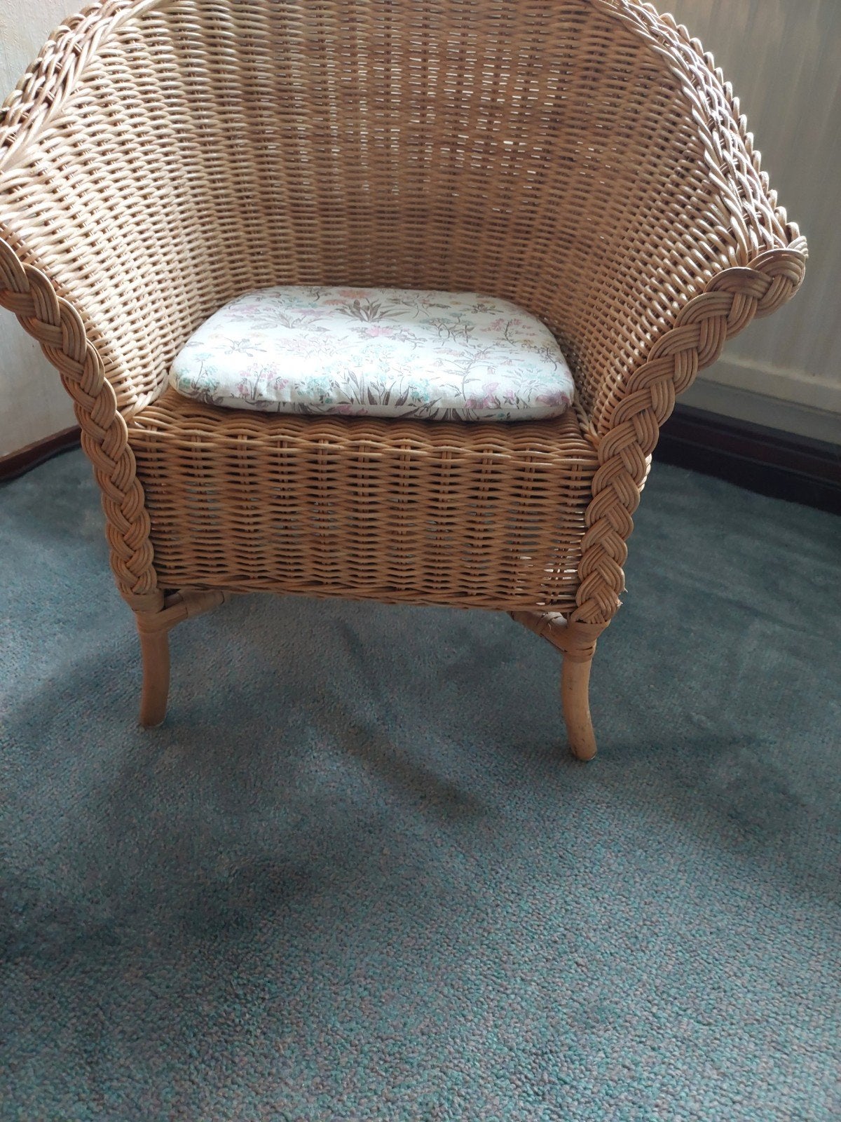 Kinder Rotan stoel met kussen - Vintage look, Huis en Inrichting, Stoelen, Ophalen, Bruin, Riet of Rotan, Zo goed als nieuw