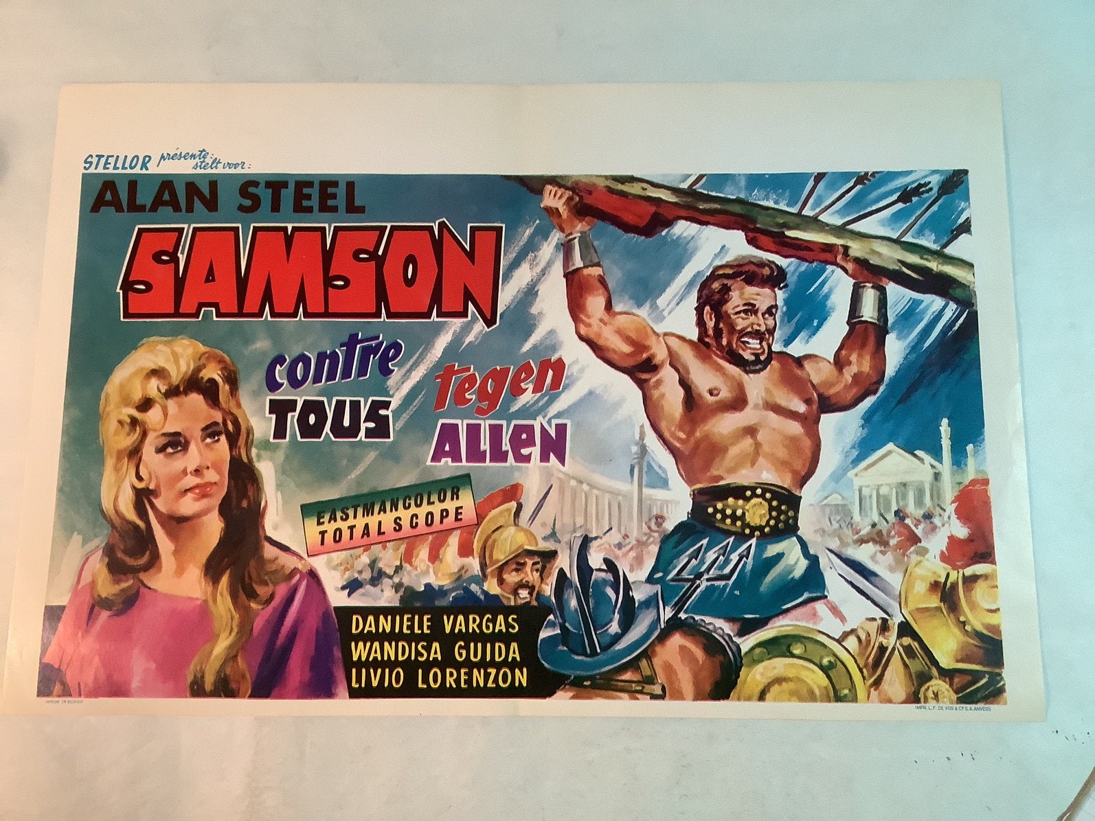 SAMSON AGAINST ROME  FILMPOSTER   36-54 cm, Ophalen of Verzenden, Gebruikt, Deurposter of groter, Film en Tv