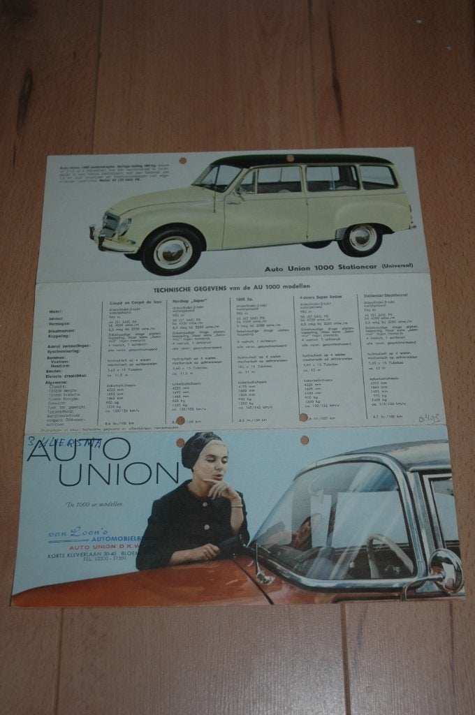 Auto Union  - De 1000 cc modellen  -  Folder - Brochure, Gelezen, Auto Union, Ophalen of Verzenden, Overige merken