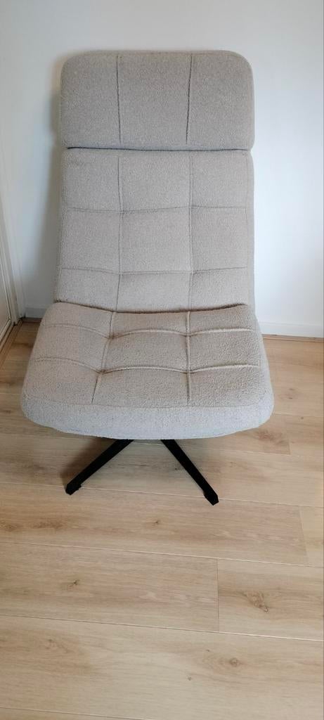 Moderne draaibare fauteuil - Bouclé stof, Huis en Inrichting, Fauteuils, Ophalen, Modern, Bouclé, 75 tot 100 cm, Zo goed als nieuw