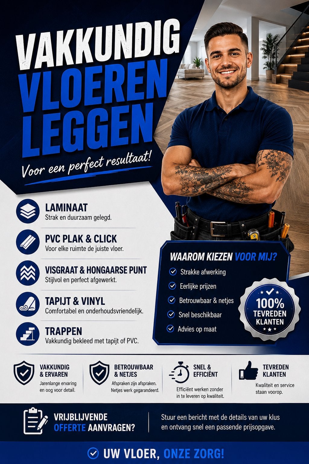 Vakkundig Laminaat PVC, Vinyl & Tapijt Leggen |, Ophalen of Verzenden, Nieuw, 75 m² of meer