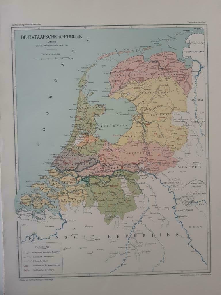 B089/ Plattegrond Bataafsche Republiek in 1798. Litho 1926, Ophalen of Verzenden