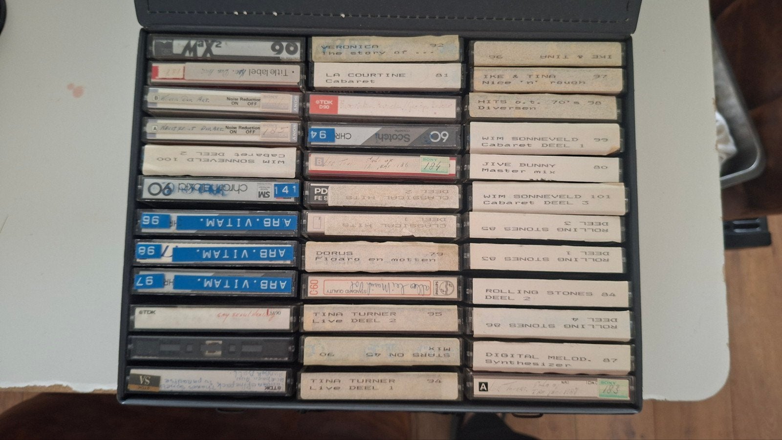 Cassettebandjes doos met diverse casettes, Cd's en Dvd's, Cassettebandjes, Ophalen, Gebruikt, Voorbespeeld, Pop