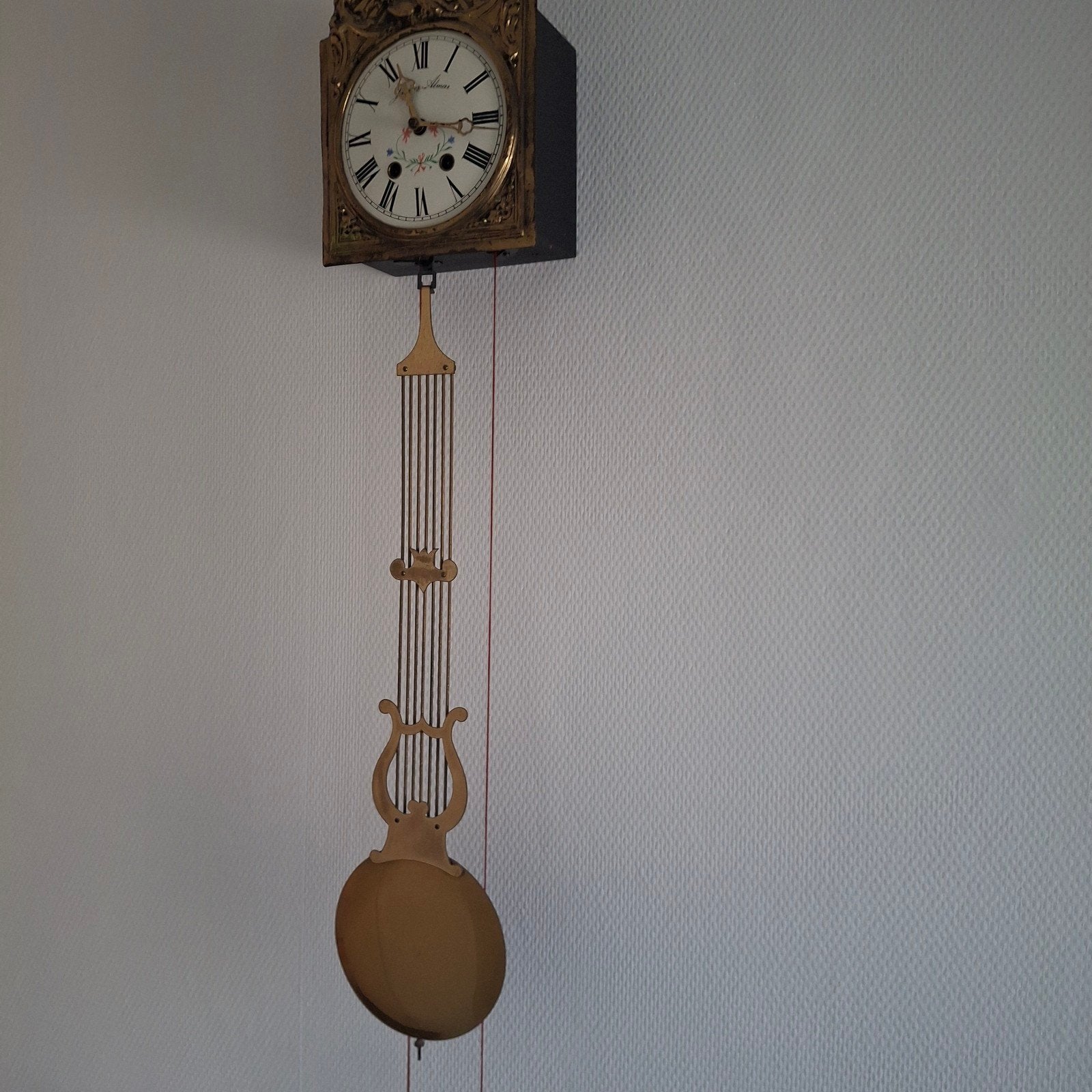 Antieke Franse Comtoise klok met slinger en gewichten, Antiek en Kunst, Ophalen of Verzenden