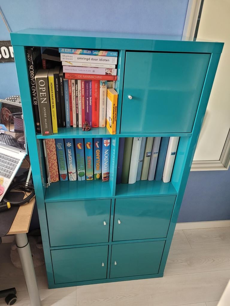 IKEA Kallax Kast Petrol Blauw, Overige materialen, 150 tot 200 cm, 25 tot 50 cm, Gebruikt