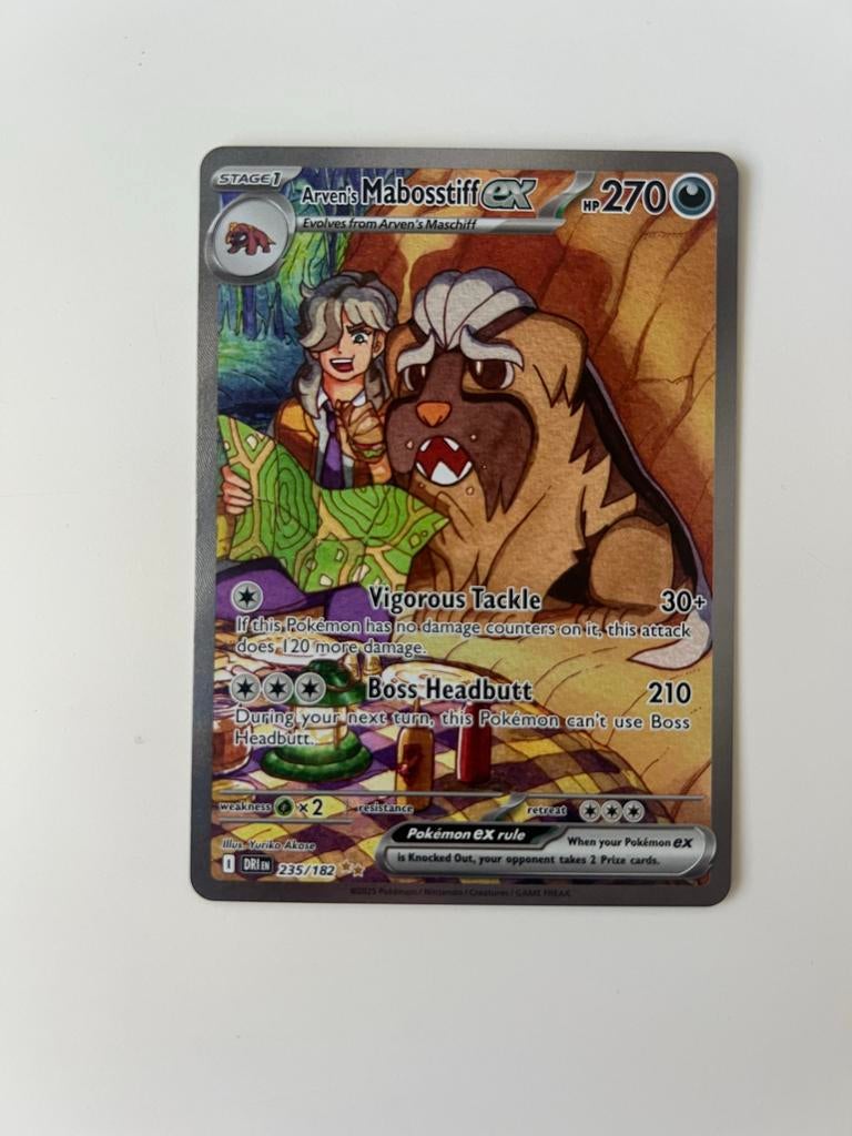 Arven's Mabosstiff ex 235/182 Pokémon Kaart, Hobby en Vrije tijd, Verzamelkaartspellen | Pokémon, Nieuw, Losse kaart, Ophalen