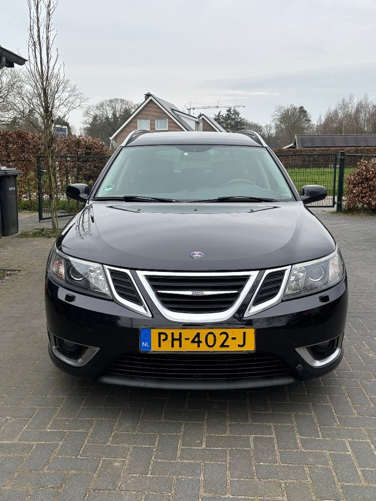 Te koop: Saab 9 3 2.0t  Aero 2009, zwart leder, Youngtimer!, Auto's, Voorwielaandrijving, 1440 kg, Zwart, 4 cilinders